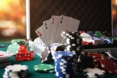 nias live poker dealer table with community cards displayed on the screen